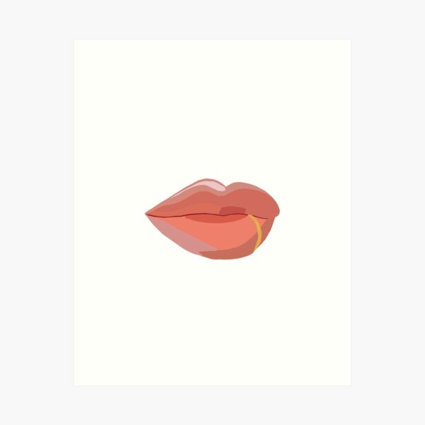 abstract lip piercing drawing Art Print