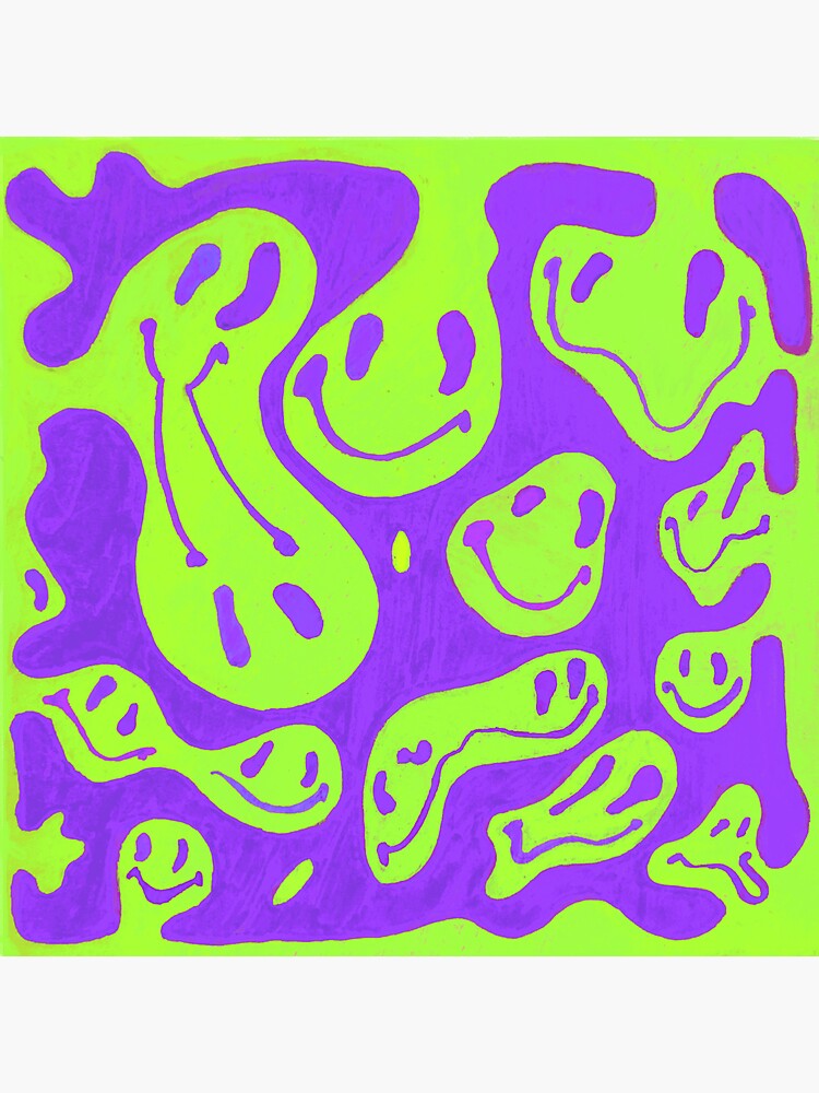 Trippy smiley face fabric  90s retro ge  Spoonflower