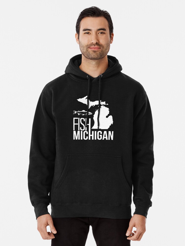 Fish Michigan Fishing graphic Fishing Apparel Pullover Hoodie for Sale by  jakehughes2015