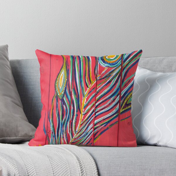 Peacock Feather Throw Pillow