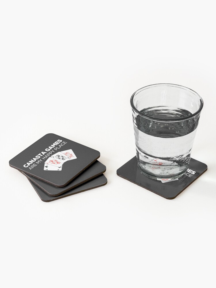 Coasters (Set of 4), Happy Place Funny Card Playing Canasta graphic designed and sold by jakehughes2015