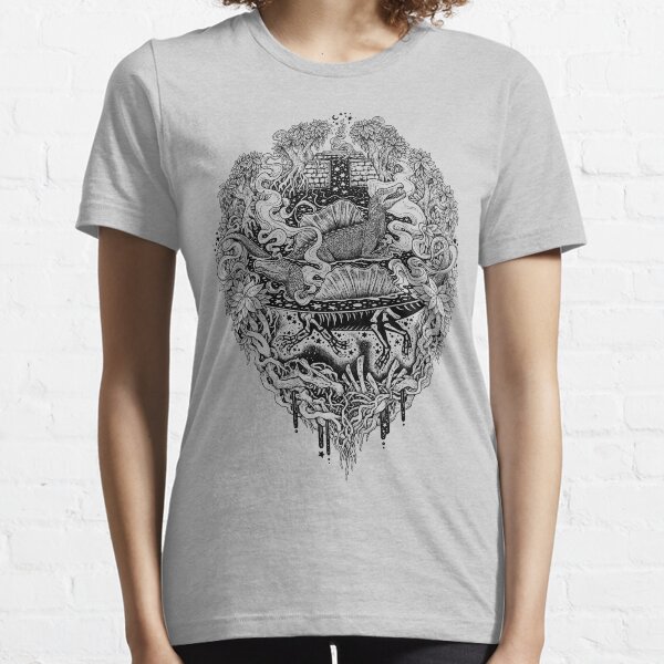 Sunken Temple of the Spinosaurus || Black || Dinosaur Science Fiction Art Essential T-Shirt