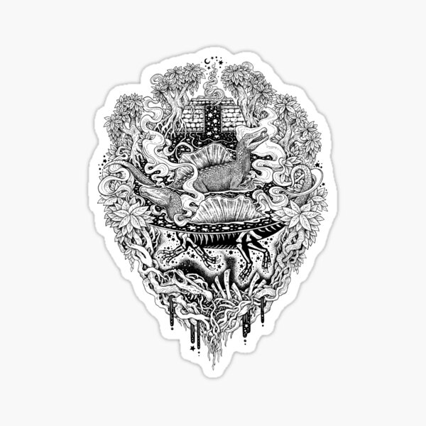 Item preview, Sunken Temple of the Spinosaurus | Black | Dinosaur Science Fiction Art designed and sold by OMEGAFAUNA.