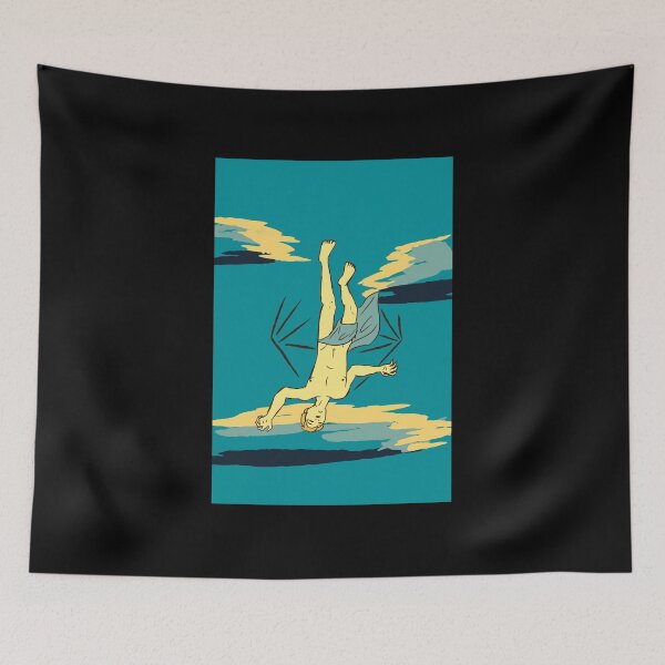Item preview, Yellow and Blue Icarus Falling with Clouds designed and sold by honourablefool.