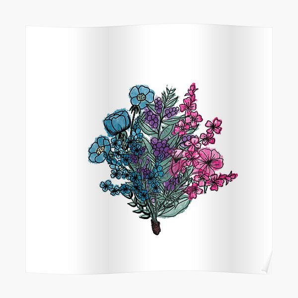 Water color flower bouquet Poster