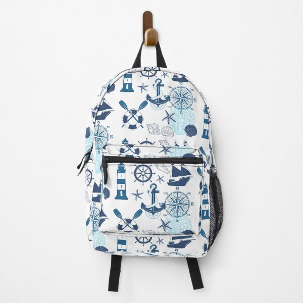 Item preview, Preppy Coastal blue nautical lighthouse compass seashell ship anchor  designed and sold by IamTrending.