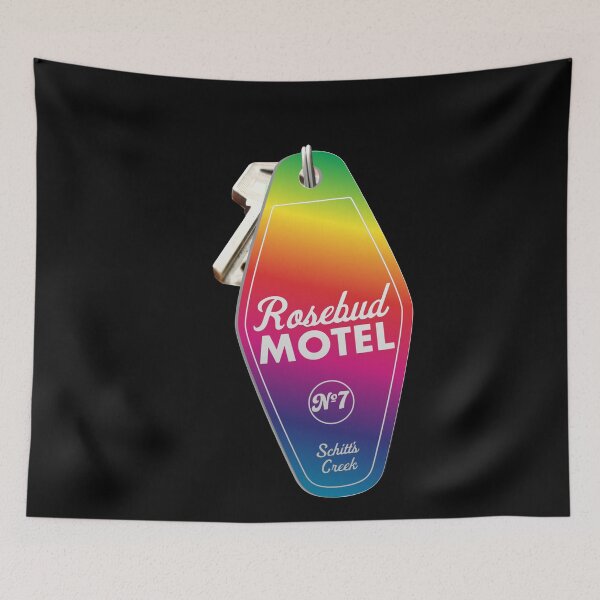 Item preview, Schitt's Creek Rosebud Motel Key Tag for Room 7, Retro design in Rainbow Pride Colors. designed and sold by The-Goods.