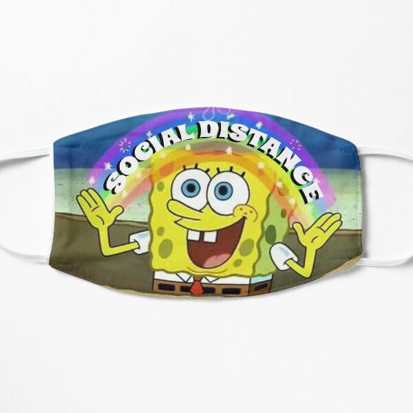 SPONGEBOB SOCIAL DISTANCE Flat Mask