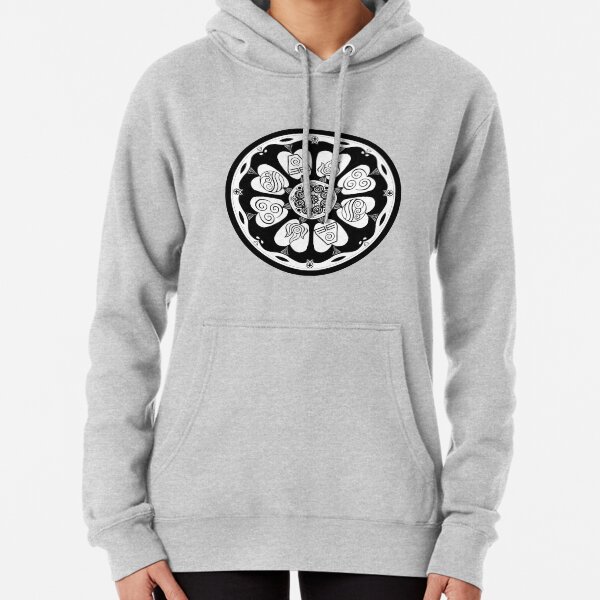 Ornate White Lotus Tile Pullover Hoodie