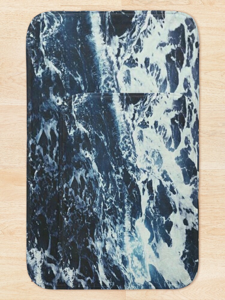 Thumbnail 5 of 6, Bath Mat, Dark Stormy Ocean Pattern designed and sold by AlexandraStr.