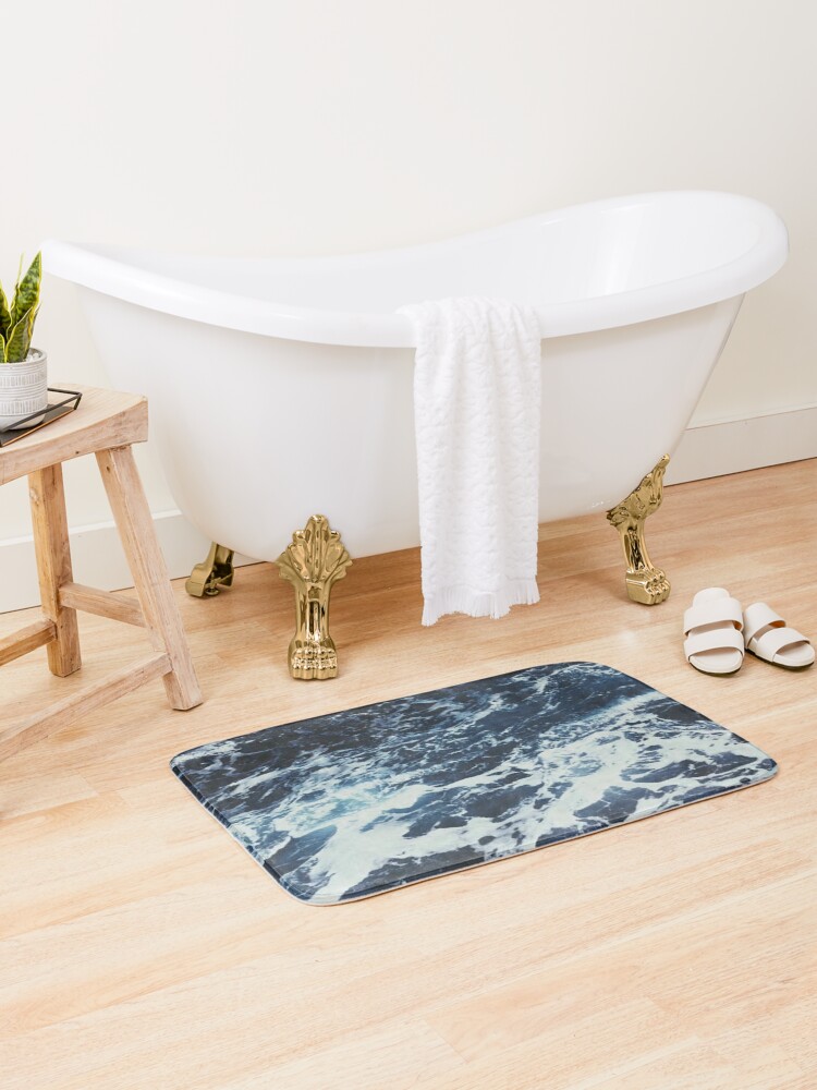Thumbnail 1 of 6, Bath Mat, Dark Stormy Ocean Pattern designed and sold by AlexandraStr.