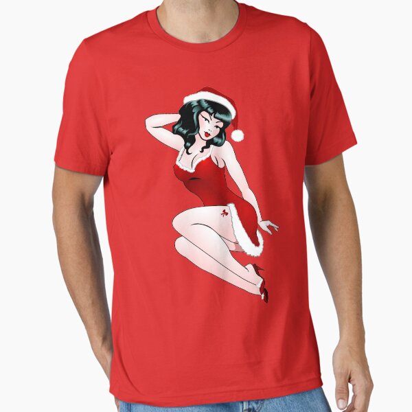 Christmas Pin Up Girl Mrs Clause Retro Pinup Art Essential T-Shirt