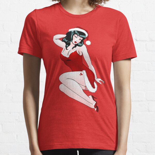 Christmas Pin Up Girl Mrs Clause Retro Pinup Art Essential T-Shirt