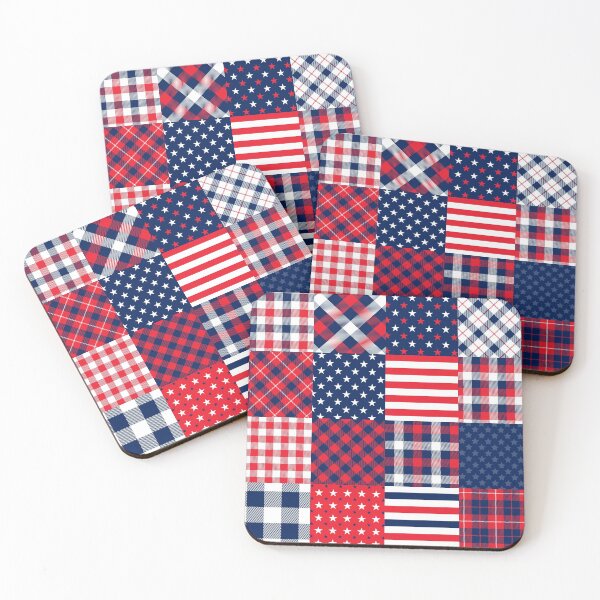 Item preview, Americana Stars and Stripes Plaid Cheater Quilt designed and sold by Artefficient.