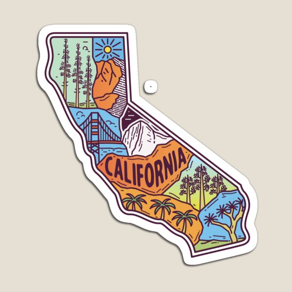 An Artwork of the State California by Region Magnet