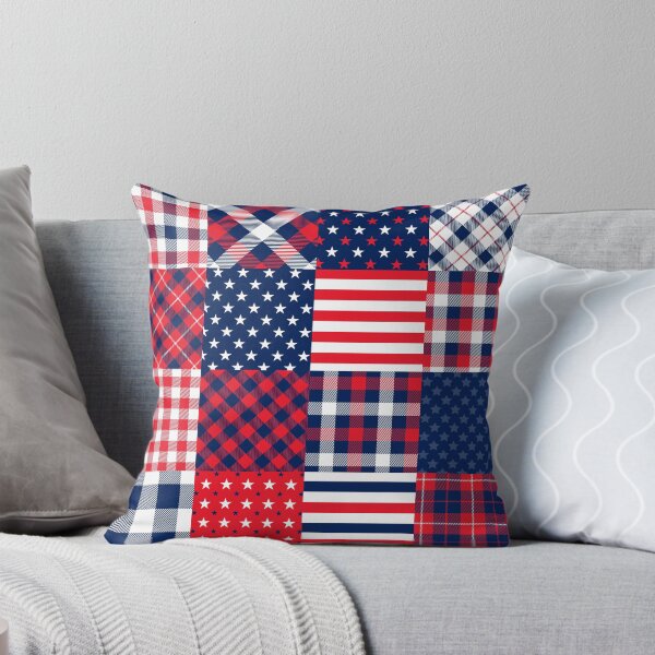 Item preview, Americana Stars and Stripes Plaid Cheater Quilt designed and sold by Artefficient.