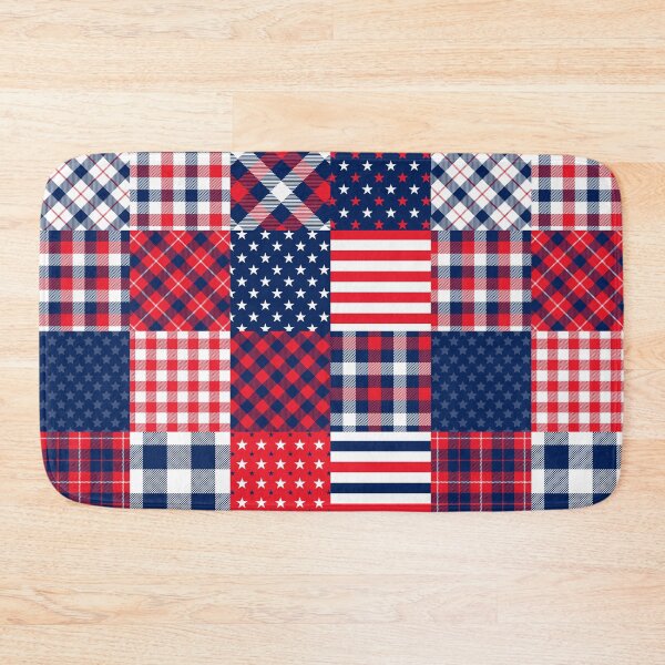 Item preview, Americana Stars and Stripes Plaid Cheater Quilt designed and sold by Artefficient.