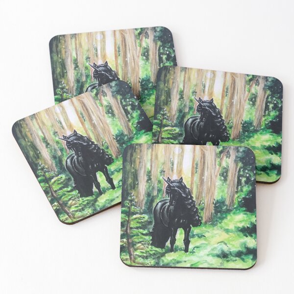 Item preview, Black Unicorn in Magical Forest designed and sold by Lady-Lilac.