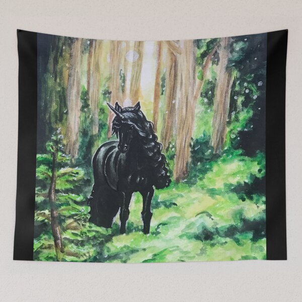 Item preview, Black Unicorn in Magical Forest designed and sold by Lady-Lilac.