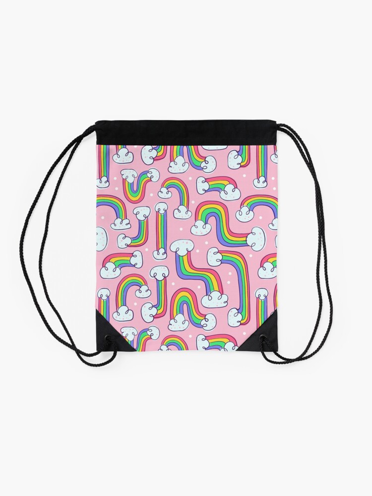 Alternate view of Curvy Rainbows Drawstring Bag