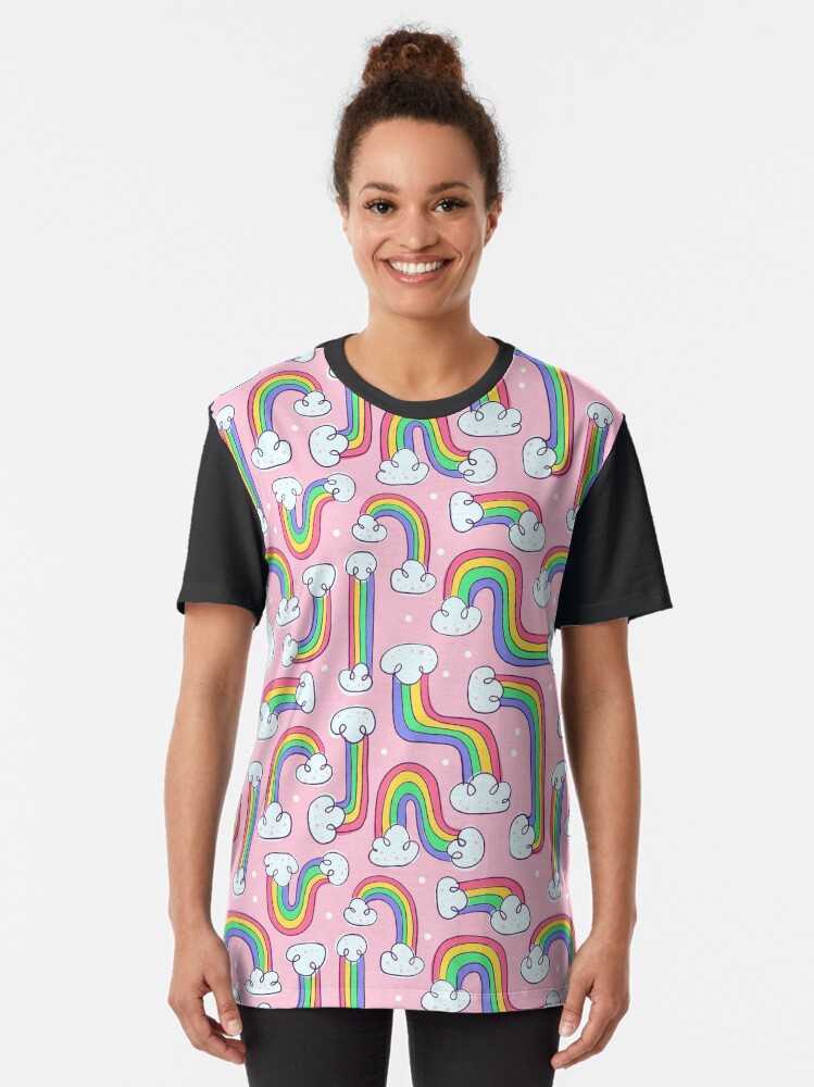 Alternate view of Curvy Rainbows Graphic T-Shirt