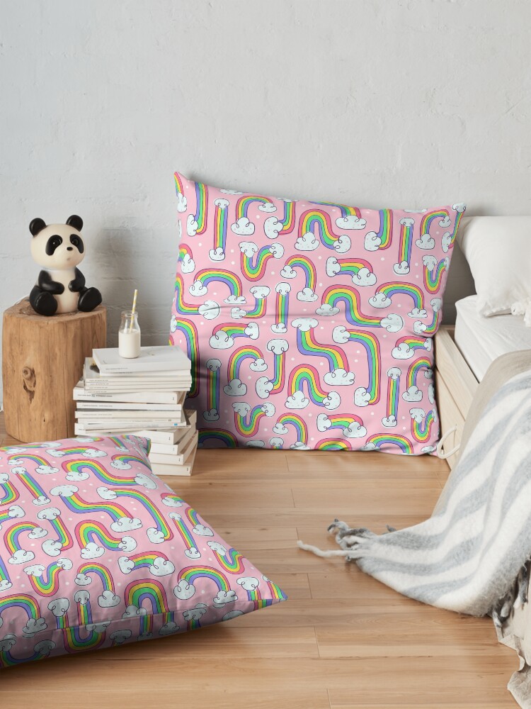 Alternate view of Curvy Rainbows Floor Pillow