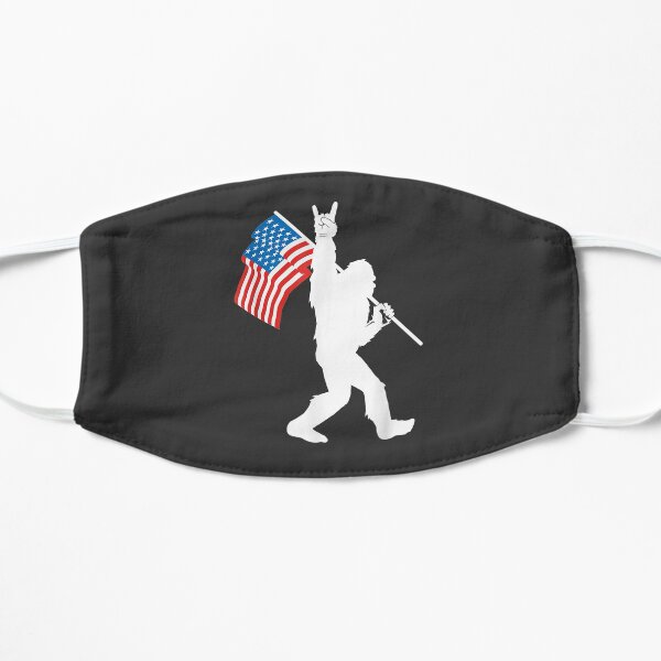 Funny Bigfoot Rock and Roll USA Flag for Sasquatch Believers Flat Mask