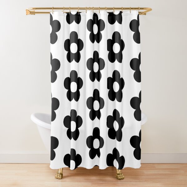 Retro Blume in schwarz Duschvorhang