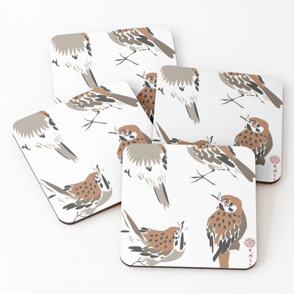 Item preview, Chinese ink painting - sparrows four views brown designed and sold by Kallandra.