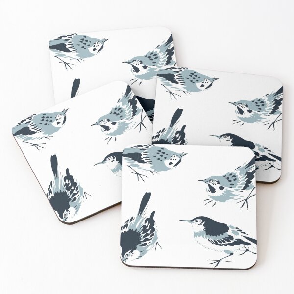 Item preview, Chinese ink painting - sparrows four views in blue designed and sold by Kallandra.