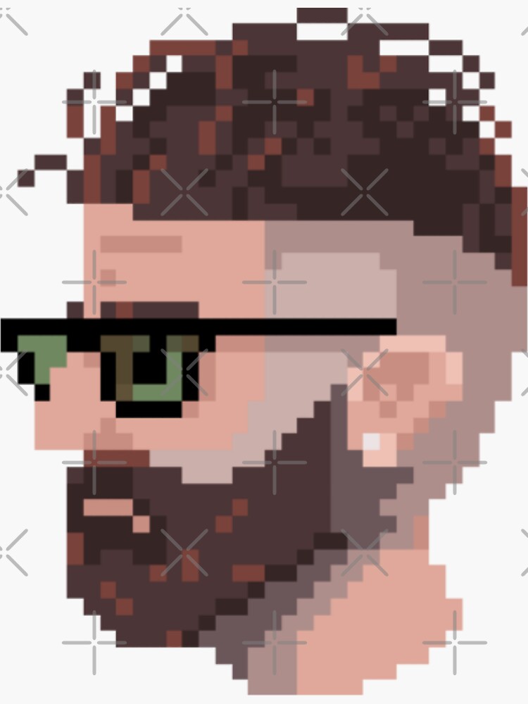 Pixel Cool Undercut Beard Guy Sticker For Sale By Hopedetour Redbubble