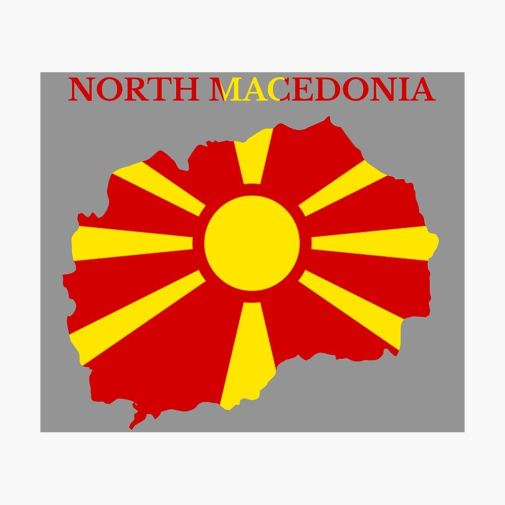 North Macedonia Flag Map Poster By Marosharaf Redbubble