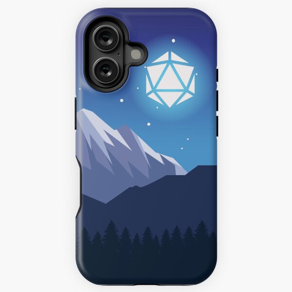 Item preview, Snowy Cold Night Shooting Stars D20 Dice Moon Landscape designed and sold by pixeptional.