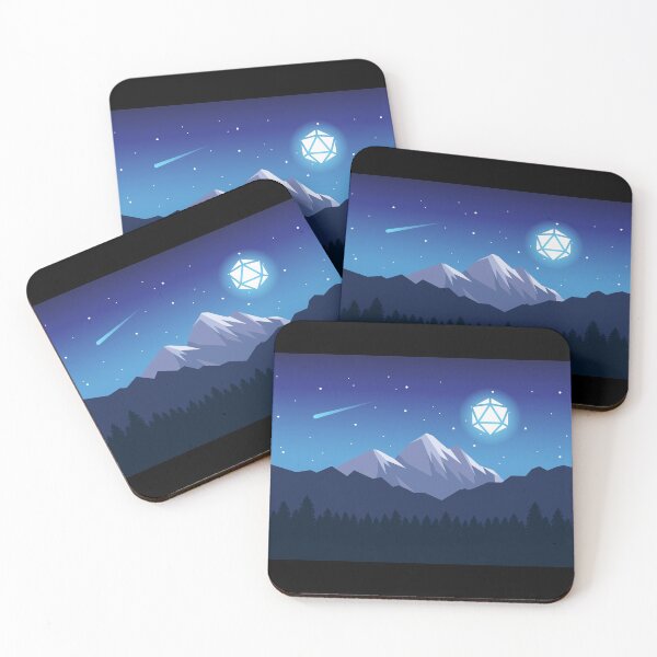 Item preview, Snowy Cold Night Shooting Stars D20 Dice Moon Landscape designed and sold by pixeptional.
