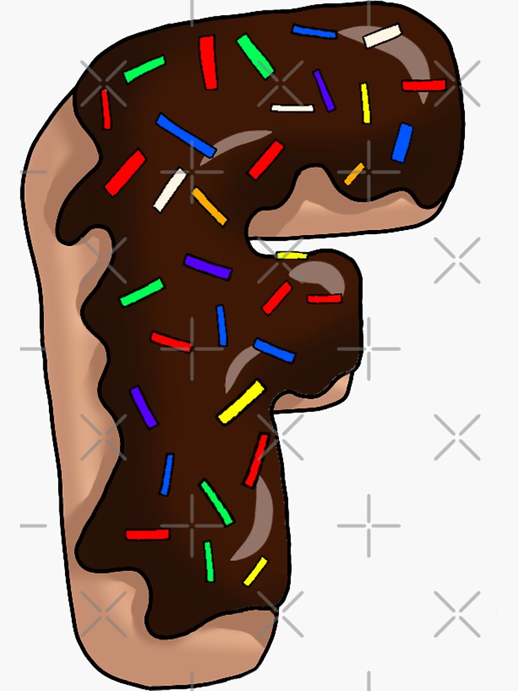chocolate donut letter f sticker by azracaus  redbubble chocolate donut letter f sticker by azracaus  redbubble