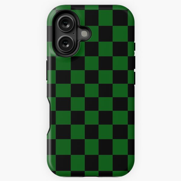 Vista previa del artículo con la obra «Patrón de tablero de ajedrez verde y negro», diseñado y vendido por Rocket-To-Pluto.