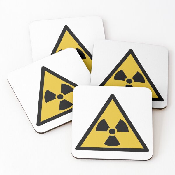 International symbol for types and levels of radiation that are unsafe for unshielded humans Coasters (Set of 4)
