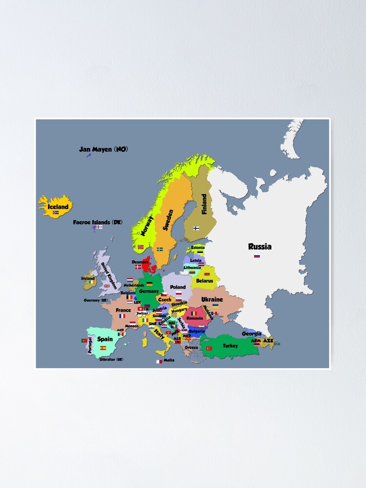 Europe Country Flags Map Flash Cards by The Ideas Zone