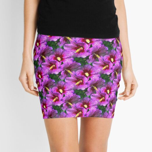 Pink Hibiscus Flowers Mini Skirt
