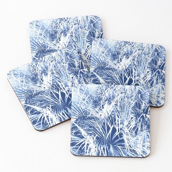 Item preview, Palm Fronds Blue and White Duo Tone Abstract Photography designed and sold by taiche.