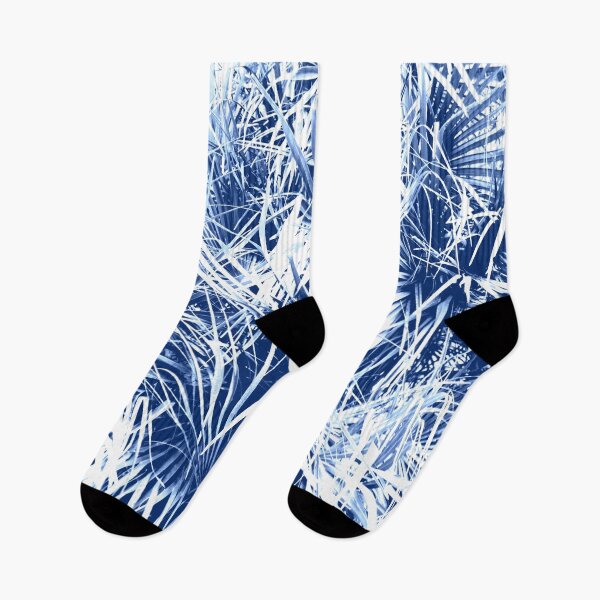 Item preview, Palm Fronds Blue and White Duo Tone Abstract Photography designed and sold by taiche.