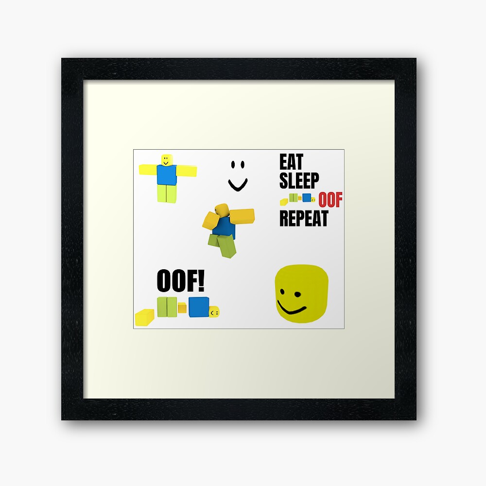 Roblox Oof Noobs Memes Sticker Pack Framed Art Print By Smoothnoob Redbubble - roblox font h