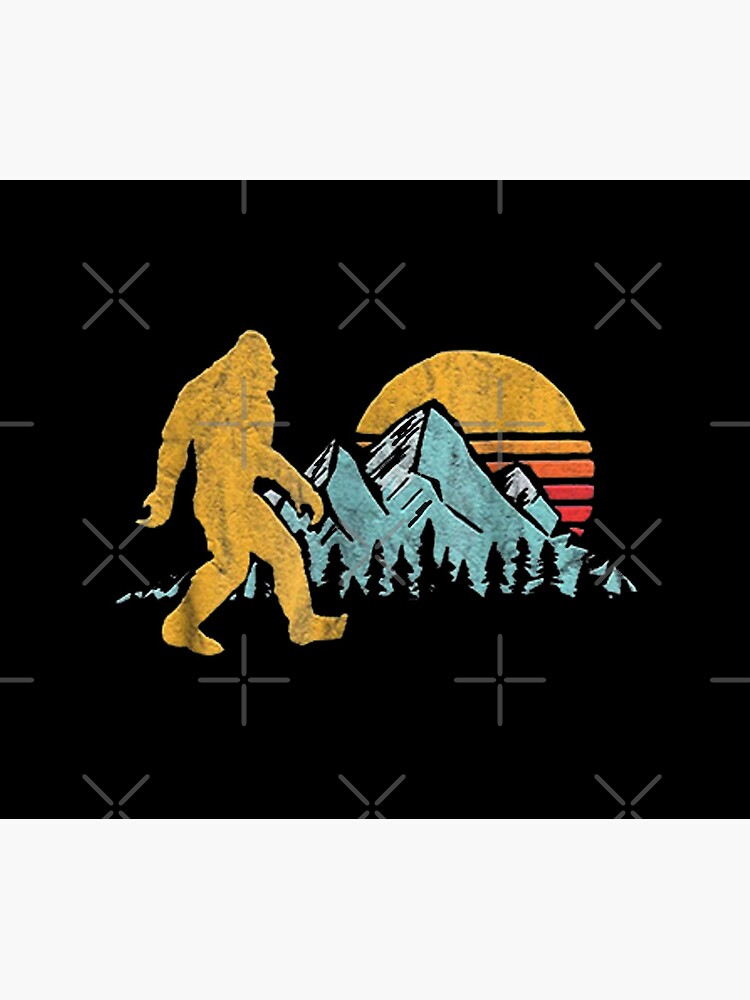 Vintage Retro Bigfoot Believe Silhouette Mountain Sun by kmossad