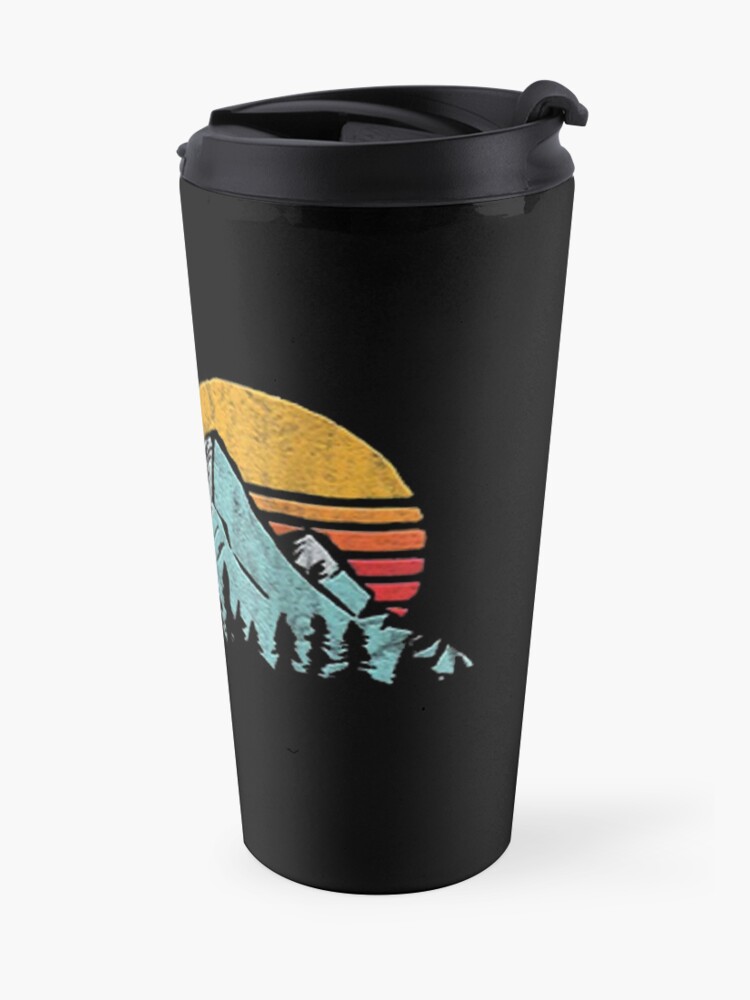 Alternate view of Vintage Retro Bigfoot Believe Silhouette Mountain Sun Travel Mug