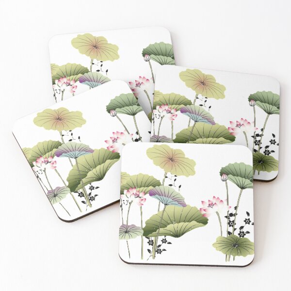 Item preview, Chinese Art Print - Lotus Stems Water Lilies Butterflies designed and sold by Kallandra.