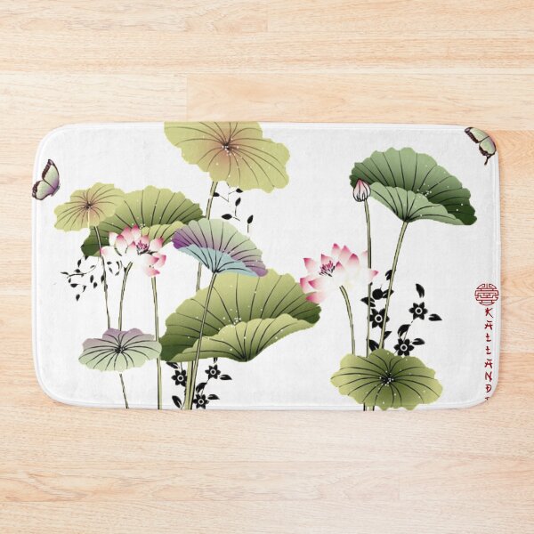 Item preview, Chinese Art Print - Lotus Stems Water Lilies Butterflies designed and sold by Kallandra.