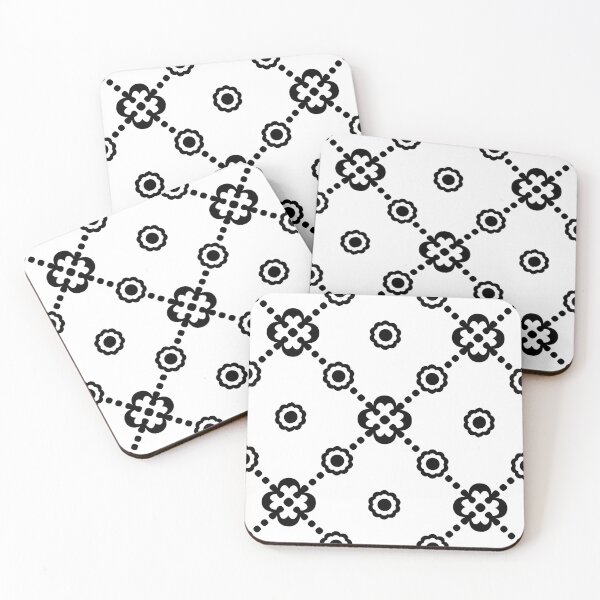 Item preview, geometric black and white flowers an dots pattern designed and sold by studioMoSa.