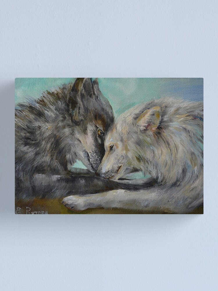 Lienzo «Una pareja amorosa de lobos. Una imagen de la lealtad de dos  depredadores.» de Art-Antares | Redbubble