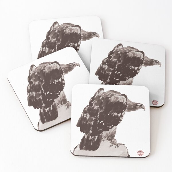 Item preview, Chinese ink painting - eagle on rock as ink painting designed and sold by Kallandra.