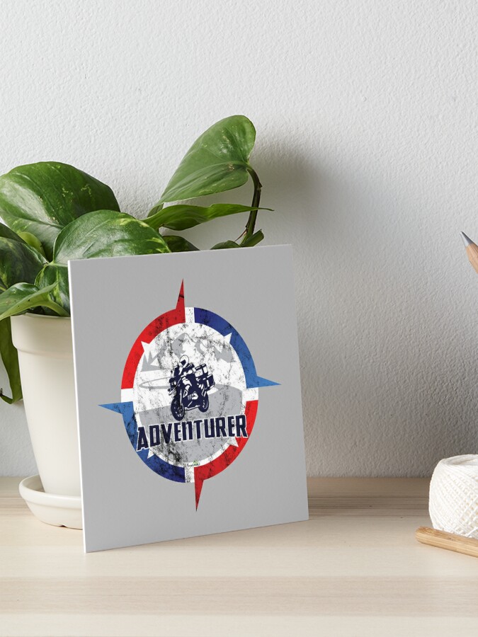 Adventurer Bike Rider Motorcycle Sticker T-Shirt | Art Board Print